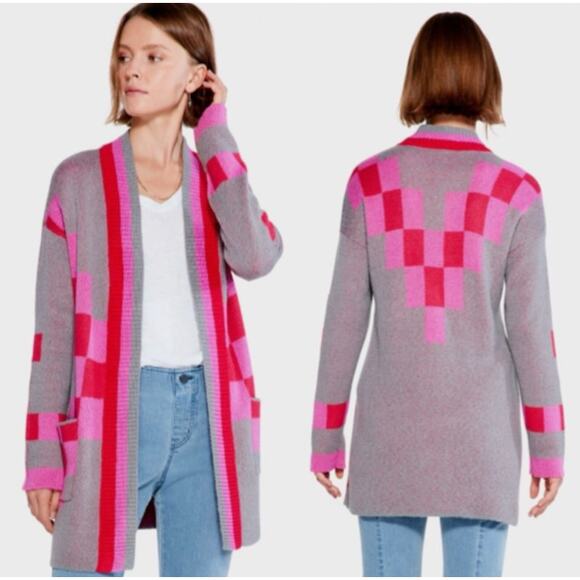 NIC+ZOE Sweaters - Nic + Zoe Pink & Gray Knitted Long Sleeve Cardigan Size XS